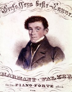 Johann Strauss Vater (1804-1849). Porträt auf einer Partitur