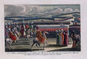 Der osmanische Sultan Selim III. inspiziert seine neue Infanterie von Anonymous Anonymous