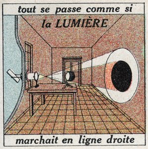 Lichtausbreitung: Alles geschieht, als ob das Licht in einer geraden Linie läuft. Anonyme Illustration von 1925. Private Sammlung.