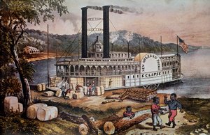 Verladung von Baumwolle auf ein Schiff am Mississippi von Anonymous Anonymous