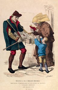 Buchhändler von Abecedaires und Gebetbüchern in Paris im 15. Jahrhundert. Reisender Buchhändler. von Anonymous Anonymous
