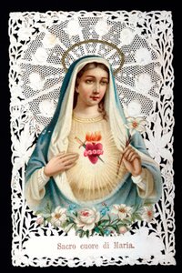 Mater dolorosa Heiliges Herz. Andachtsbild. Chromolithographie mit Ausschnitt und Zähnung. Anfang des 20. Jahrhunderts von Anonymous Anonymous