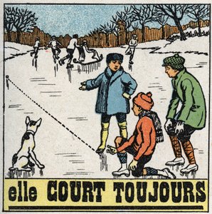 Bewegungen: Kinder spielen im Winter auf dem gefrorenen Teich. von Anonymous Anonymous