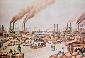 Hafen von New Orleans (USA): Baumwollverladung (1876) von Anonymous Anonymous