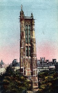 Paris: der Saint-Jacques-Turm, realisiert 1523. Fotografie von 1920 im „Artistic Album“ der Stadt Paris. Private Sammlung. von Anonymous Anonymous