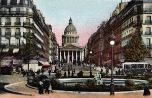 Paris: Blick auf die Rue Soufflot und das Pantheon. Fotografie von 1920 in "Künstlerisches Album" der Stadt Paris. Private Sammlung.