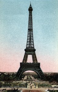 Paris: Blick auf den Eiffelturm, gebaut zwischen 1887 und 1889 von Gustave Eiffel (1832-1923). Fotografie von 1920 im „Artistic Album“ der Stadt Paris. Private Sammlung von Anonymous Anonymous