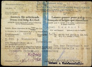 Pass der Zweiten Weltkrieg, „Pass“ für französische und belgische Geschäftsführer, die arbeiten, 25.09.1944.