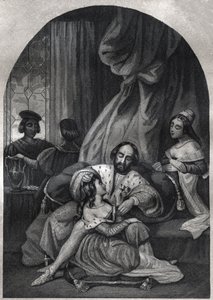 Paul III. (Papst von 1534 bis 1549) und seine Familie. Gravur von 1842 in „Histoire des popes: crimes, murders, poisonings, parricides, adulteres, incest...“ von Maurice Lachatre. Private Sammlung. von Anonymous Anonymous