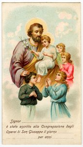 Andachtsbild: Kongregation der St. Joseph Arbeiter (Chromolithographie)
