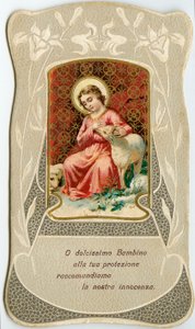 Jesus mit zwei Lämmern von Anonymous Anonymous