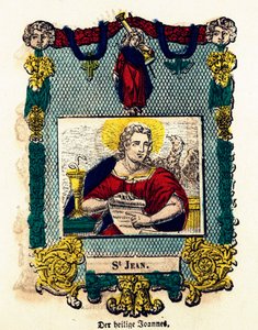 Andachtsbild: Heiliger Johannes. Gravur des 19. Jahrhunderts