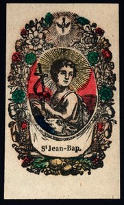 Andachtsbild: Johannes der Täufer. Gravur des 19. Jahrhunderts. Private Sammlung