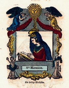 Andachtsbild: Heilige Mathilde. Gravur des 19. Jahrhunderts. Private Sammlung
