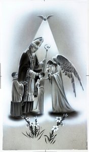 Andachtsbild: das Bekenntnis des Glaubens, Stufe der christlichen religiösen Erziehung. Private Sammlung Karte von Anonymous Anonymous