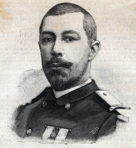 Porträt von Antoine Mizon (1853-1899), französischer Entdecker in Afrika. Gravur in "Le Petit Parisien" von Anonymous Anonymous