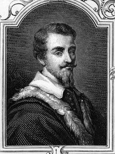 Porträt von Camillo Procaccini (1551 - 1629) italienischer Maler. Gravur von 1859 in „the galleries of Europe - Italy“ von Armandaud. Private Sammlung