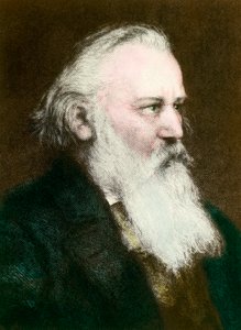 Porträt von Johannes Brahms (1833-1897), deutscher Komponist (Stich, 19. Jahrhundert, private Sammlung) von Anonymous Anonymous