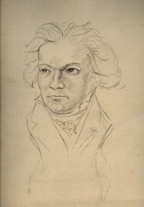 Porträt von Ludwig van Beethoven (1770-1827) deutscher Komponist - anonyme Zeichnung aus dem frühen 20. Jahrhundert - Privatbesitz