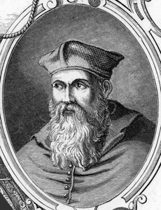 Porträt von Sebastiano Luciani, genannt Sebastiano del Piombo (1485-1547), italienischer Maler. Gravur von 1859 in „Die Galerien Europas - Italien“ von Armengaud.