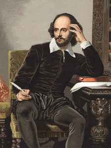 Porträt von William Shakespeare (1564-1616). Aus „hombres y Mujeres celebres“. Barcelona 1877 (Gravur). von Anonymous Anonymous