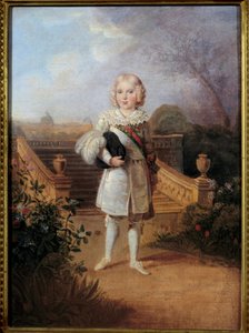 Porträt des Prinzen von Parma (1811-1832) im Garten der Tuilerien König von Rom Napoleon II., Herzog von Reichstadt, Sohn von Kaiser Napoleon I. (1769-1821). Anonymes Gemälde. 19. Jahrhundert Private Sammlung