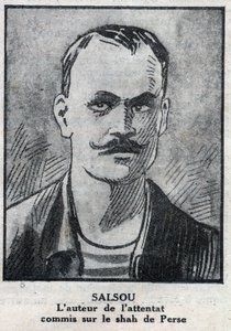 Porträt des Anarchisten Francois Salsou, der den Anschlag auf den Schah von Persien Muzaffar ad Din in Paris am 2. August verübte von Anonymous Anonymous