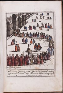 Prozession des Dogen und seines Gefolges auf dem Markusplatz in Venedig