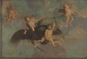 Putti mit einem Adler auf Wolken, um 1650