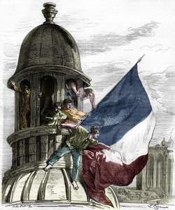 Revolution von 1830: die Trikolore auf dem Rathaus.