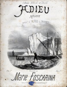 Partitur der Melodie „Farewell“ von Marie Foscarina nach der Poesie von Alfred de Musset. Private Sammlung. von Anonymous Anonymous