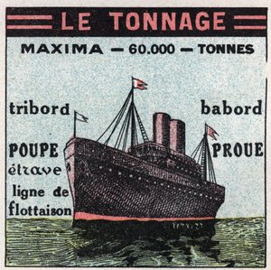 Schiffe und Schiffe: Tonnage. Anonyme Illustration von 1925. Privatsammlung.