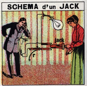 Telefon: Schema einer Buchse. Anonyme Illustration von 1925. Private Sammlung.