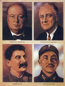 Die alliierten Führer des Zweiten Weltkriegs - Winston Churchill, Franklin Delano Roosevelt, Joseph Stalin und Chiang Kai Shek - 1943 von Anonymous Anonymous