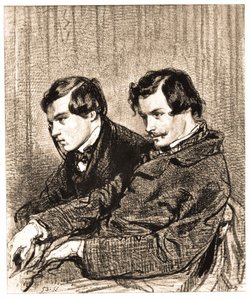 Die Brüder Goncourt. Zeichnung, private Sammlung