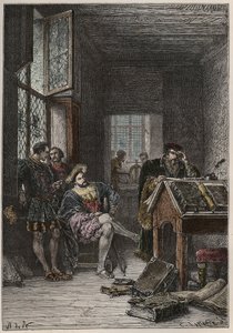 Der König von Frankreich Franz I. (1494-1547), Beschützer der Künste und Wissenschaften, besucht die Werkstätten der Drucker Estienne, ca. 1540 von Anonymous Anonymous
