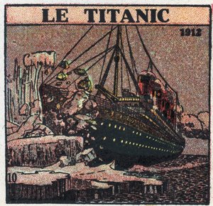Die T.S.F.: der Untergang der Titanic im Jahr 1912. Notsignale wurden vom T.S.F.-Posten des Schiffes nach dem Zusammenstoß mit einem Eisberg gesendet. Anonyme Illustration von 1925. Private Sammlung. von Anonymous Anonymous