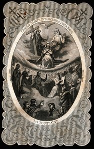 Die Jungfrau Maria mit der Heiligen Dreifaltigkeit (Gott, Jesus Christus und die Taube des Heiligen Geistes). 19. Jahrhundert von Anonymous Anonymous