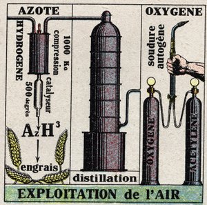 Die Kälteindustrie: Luftausbeutung. Anonyme Illustration von 1925. Private Sammlung.