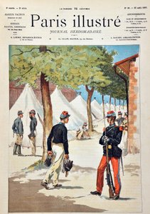 Die Schüler der Schule von Saint-Cyr im Lager von Chalons. Gravur von 1887 in „Paris-Illustrous journal weekly“. von Anonymous Anonymous