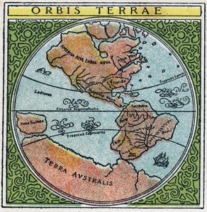 Zeit: Orbis Terrae. Der Globus mit Äquator und den Tropen. Anonyme Illustration von 1925. Private Sammlung. von Anonymous Anonymous