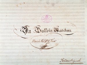 Titelseite der Erstausgabe der Partitur von Un ballo in maschera, Oper von Giuseppe Verdi