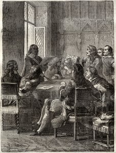 Vertrag von Rijswijk (30. Oktober 1697) (Ende des Krieges der Augsburger Liga zwischen Ludwig XIV. und der Großen Allianz). Gravur des 19. Jahrhunderts. Private Sammlung. von Anonymous Anonymous