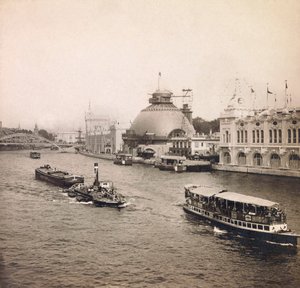 Weltausstellung 1900 in Paris: Panoramablick auf die Seine, linkes Ufer - private Sammlung