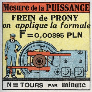 Arbeit und Kraft: Messung der Kraft mit Prony-Bremse. Anonyme Illustration von 1925. Private Sammlung. von Anonymous Anonymous