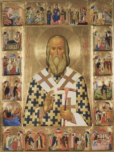Heiliger Ignatius Brianchaninov mit Szenen aus seinem Leben