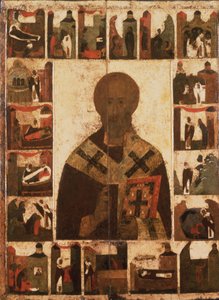 Heiliger Nikolaus mit Szenen aus seinem Leben, 14. Jahrhundert