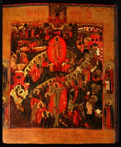 Der Abstieg in die Hölle, mit ausgewählten Heiligen, Ende des 17. Jahrhunderts von Anonymous Russian icon painter