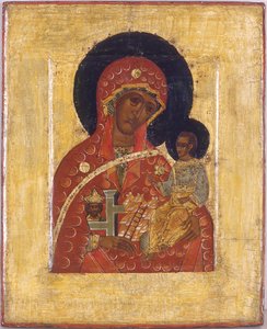 Die Jungfrau Der Berg, der nicht von Händen herausgerissen wurde von Anonymous Russian icon painter