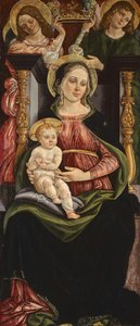 Maria und Kind auf dem Thron mit zwei Engeln, die eine Krone halten, 1505-1515